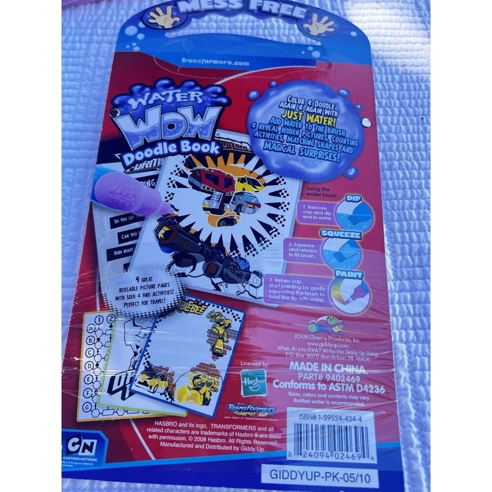 2008 Transformers Animated Water Wow Doodle Book Sealed Y2K Kidcore